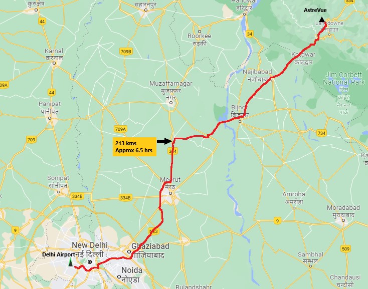 Map - Delhi Airport to AstruVue